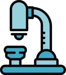Student microscope icon outline vector. College art. University building color flat