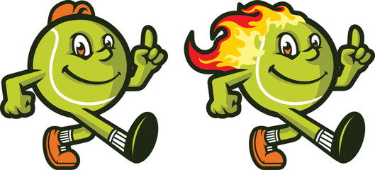 Fun and Happy Tennis Ball Flame Cartoon Mascot