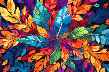 Obraz premium Leaves of Life: A Vivid and Playful Kaleidoscope of Nature