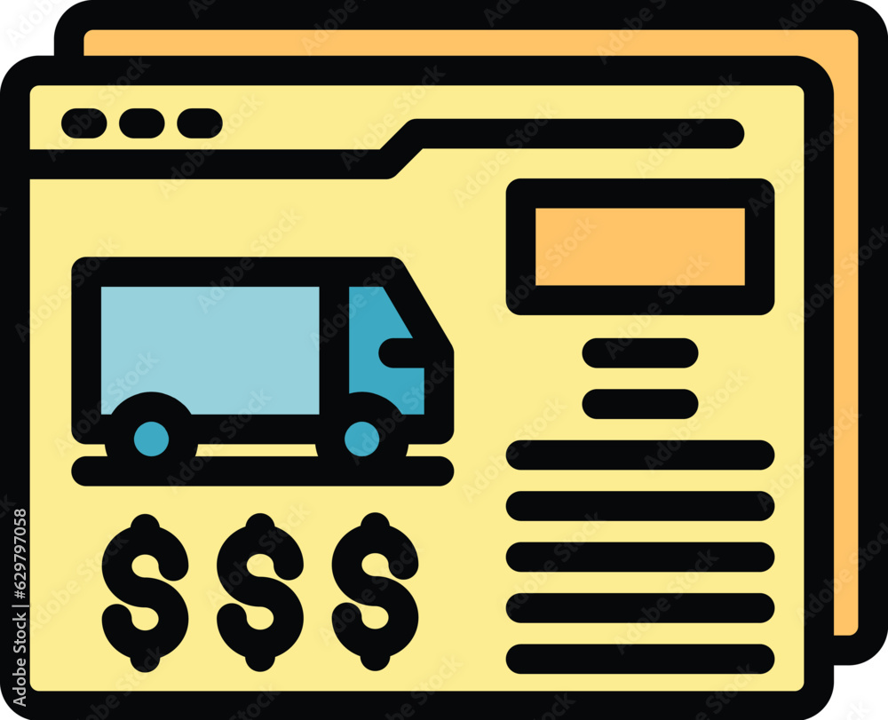 Poster tracking order icon outline vector. fill form. online write color flat
