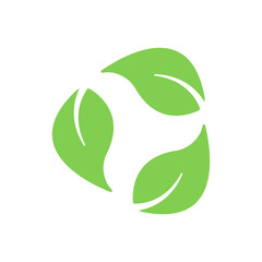circular green leaf symbol on white background
