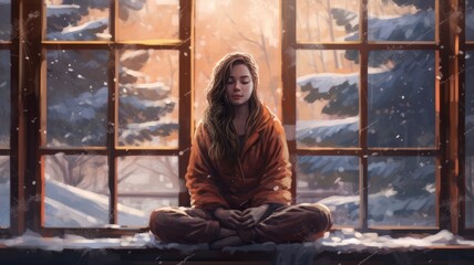 meditation winter woman