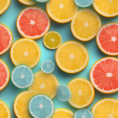 A refreshing tile adorned with vibrant citrus fruit slices, showcasing the zesty hues of oranges, lemons, and limes, evoking a burst of tangy and invigorating sensations.