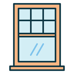 House window icon with glass