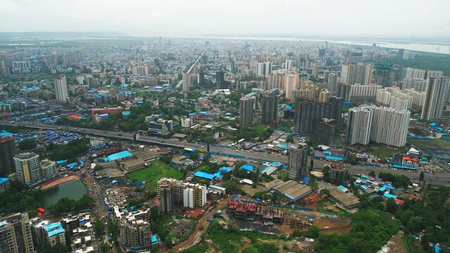 kashimira mira raod city bottom to top drone view in mumbai