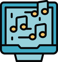 Music arcade icon outline vector. Game machine. Button menu color flat