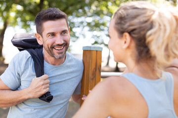 hiker couple in love enjoying wandering