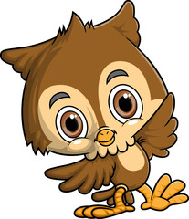 Cartoon funny owl isolated on white background