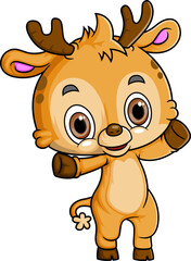 Cartoon funny deer isolated on white background