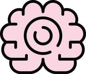 Brain meditate icon outline vector. Calm exercise. Female class color flat
