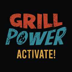 Barbecue Smoke House Grill Power Activate Lockup Logo for Tshirt Design