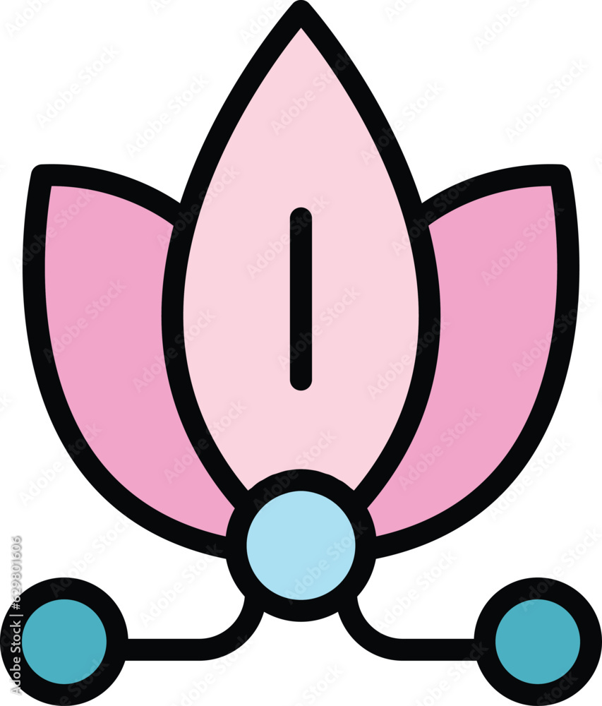 Wall mural flower lotus icon outline vector. room meditate. relax yoga color flat