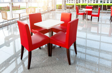 Office bar with many chairs and table