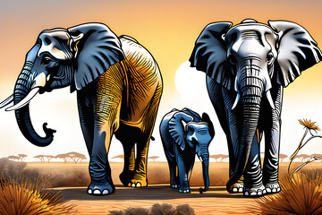 family elephant.Generative AI
