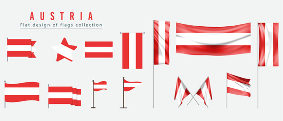 Obraz premium AUSTRIA flag, flat design of flags collection