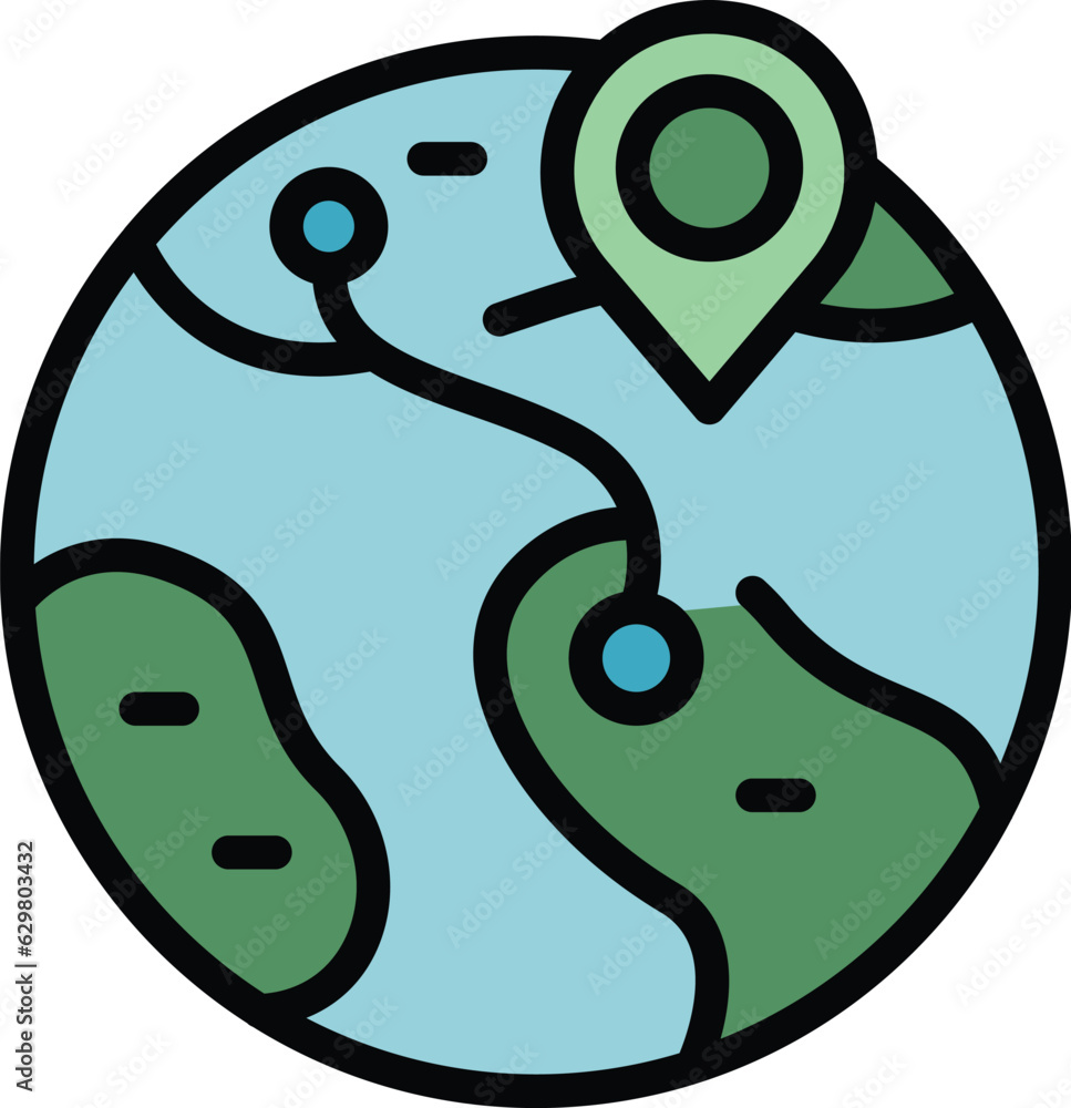 Poster global parcel location icon outline vector. export box. order date color flat