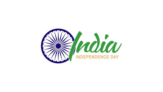 India Independence Day Animation on White Background. Great for Independence Day Celebrations, lettering with transparent background, for banner, social media feed wallpaper stories
