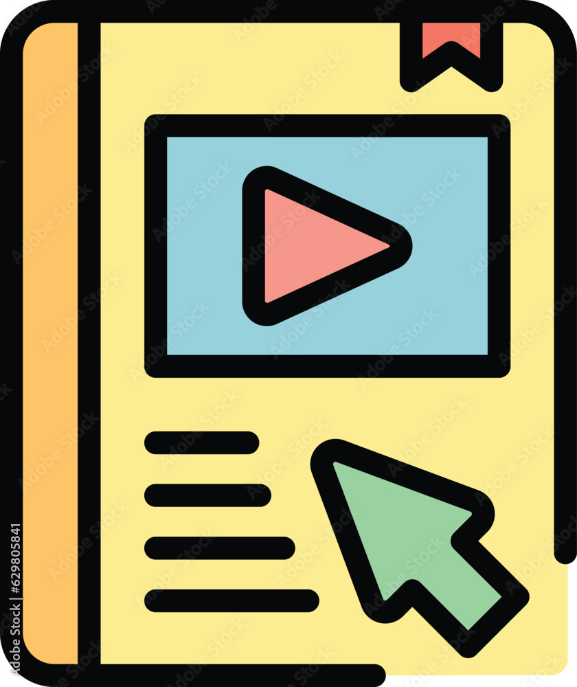 Poster access webinar icon outline vector. video tutorial. online computer color flat