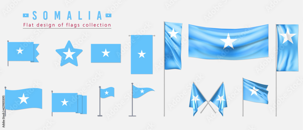 Wall mural Somalia flag, flat design of flags collection - Wall murals