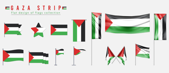 Gaza Strip flag, flat design of flags collection