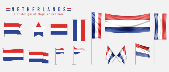 Netherlands flag, flat design of flags collection