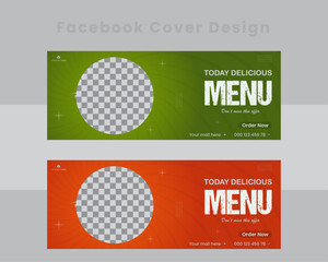 Creative and modern food Facebook cover design template with two color. 
