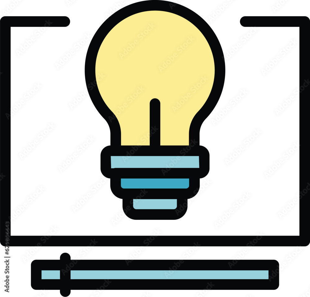 Aufkleber video idea tutorial icon outline vector. screen distance. computer online color flat