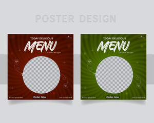 Suitable for Social Media Post Restaurant business. Creative Food social media post template set. 