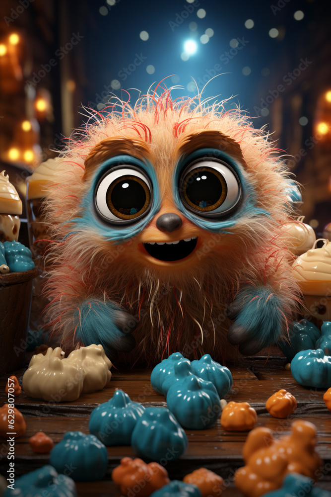 Aufkleber a whimsical new year background with cute spider celebrating in festive outfits. generative ai techn