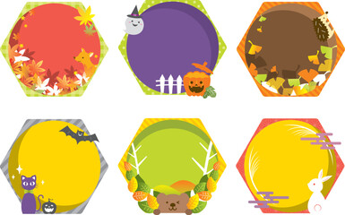 秋の見出しセット　お月見　紅葉　ハロウィン