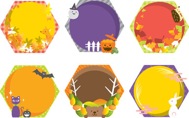 Fototapeta premium 秋の見出しセット お月見 紅葉 ハロウィン