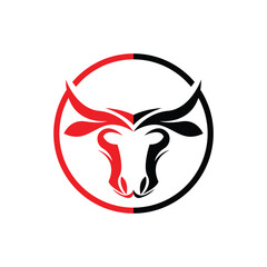 Buffalo Logo, Livestock Farm Animal Vector, Buffalo Head Design Simple Template Silhouette
