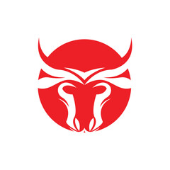 Buffalo Logo, Livestock Farm Animal Vector, Buffalo Head Design Simple Template Silhouette