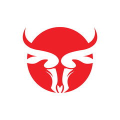 Buffalo Logo, Livestock Farm Animal Vector, Buffalo Head Design Simple Template Silhouette