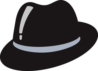 Hat-01. Gentleman Black Vintage Hipster Icon.