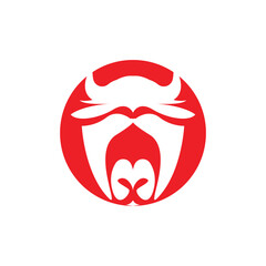 Buffalo Logo, Livestock Farm Animal Vector, Buffalo Head Design Simple Template Silhouette