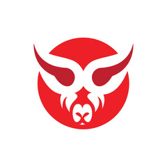 Buffalo Logo, Livestock Farm Animal Vector, Buffalo Head Design Simple Template Silhouette