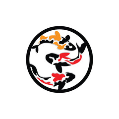 Koi Fish Logo Design, Chinese Lucky And Triumph Ornamental Fish Vector, Company Brand Gold Fish Icon