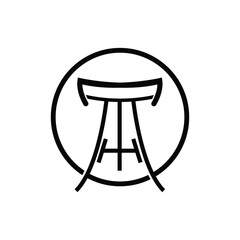 Torii Gate Logo, Japanese History Gate Icon Vector, Chinese Illustration, Wooden Design Company Brand Template