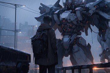 町の巨大ロボット,Generative AI AI画像