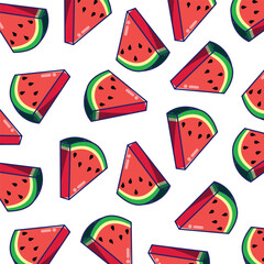 Watermelon fruits in digital patterns illustrations
