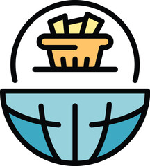 Global expo icon outline vector. Stand trade. Show hall color flat