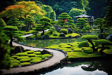 Japanese Zen Garden in Autumn