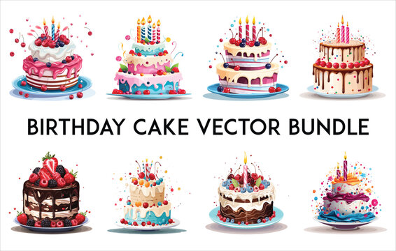 Birthday cake vector bundle, Birthday vector, Dad Birthday vector, Birthday party, 