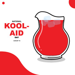 National Kool Aid Day on augustus 18, Holiday concept template design vector illustration suitable for any design.