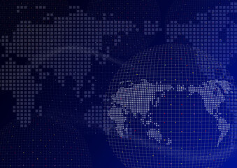 デジタル宇宙　ドットの地球とネットワークイメー © skyhigh.ring