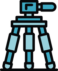 Tripod equipment icon outline vector. Photo studio. Video shoot color flat