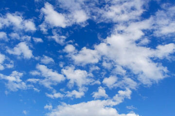 Blue sky background. Blue sky with white clouds. Beautiful sky