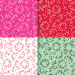 Watermelon fruits in digital patterns illustrations
