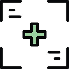 Obraz premium Camera focus icon outline vector. Photo studio. Film session color flat